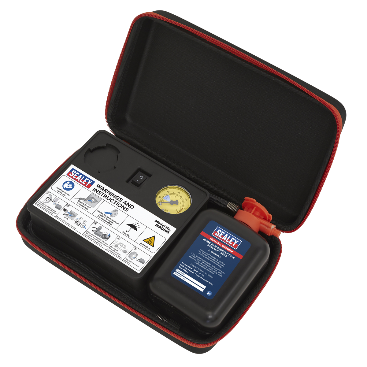 Sealey MAC10S Tyre Inflator & Emergency Puncture Sealant Kit 12V