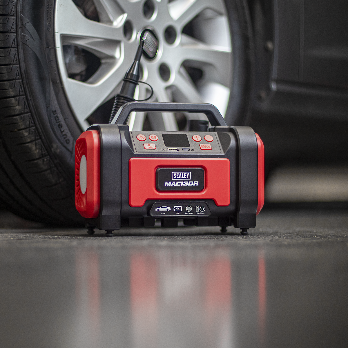 Sealey MAC13DR Rechargeable Tyre Inflator & High Volume Air Pump 12V