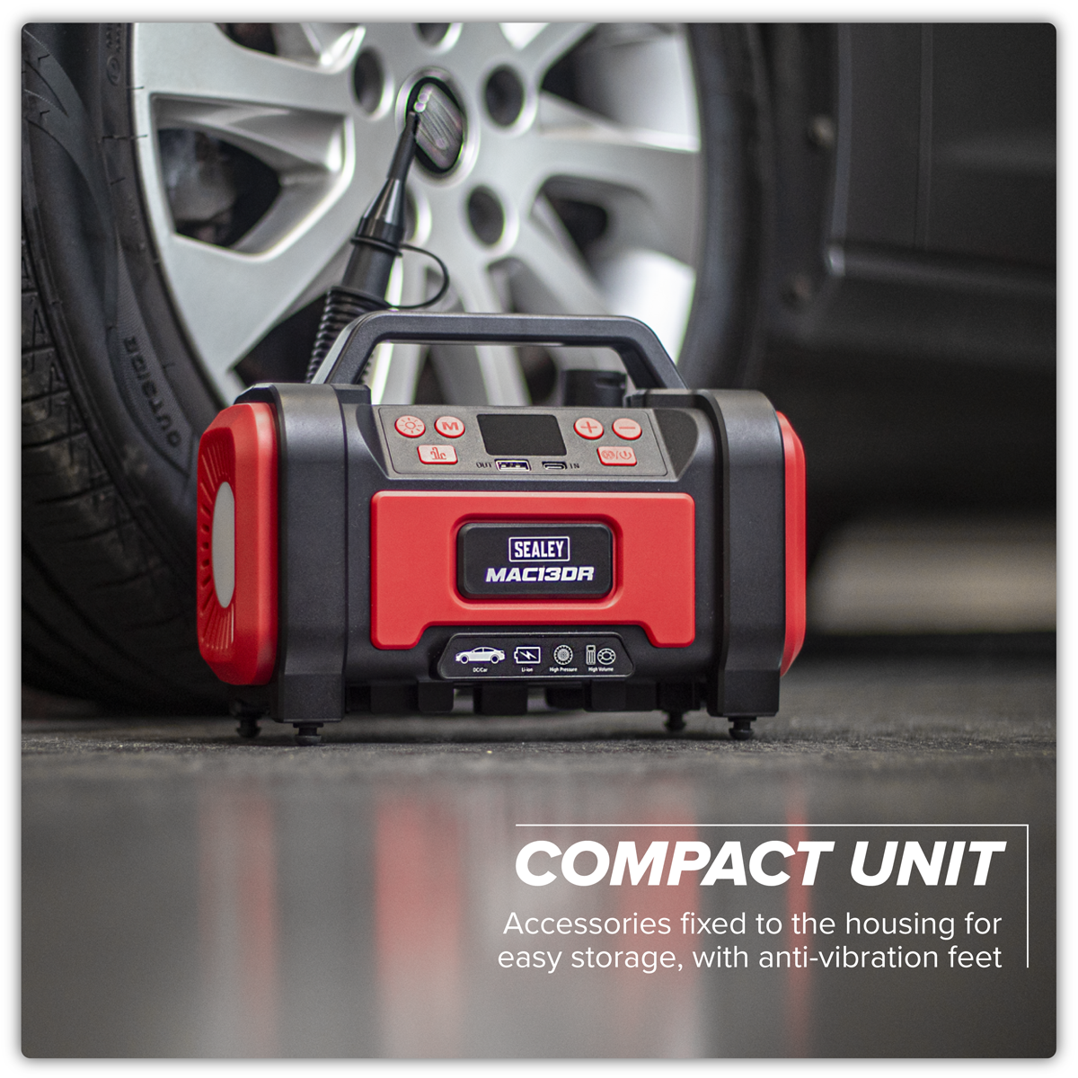 Sealey MAC13DR Rechargeable Tyre Inflator & High Volume Air Pump 12V