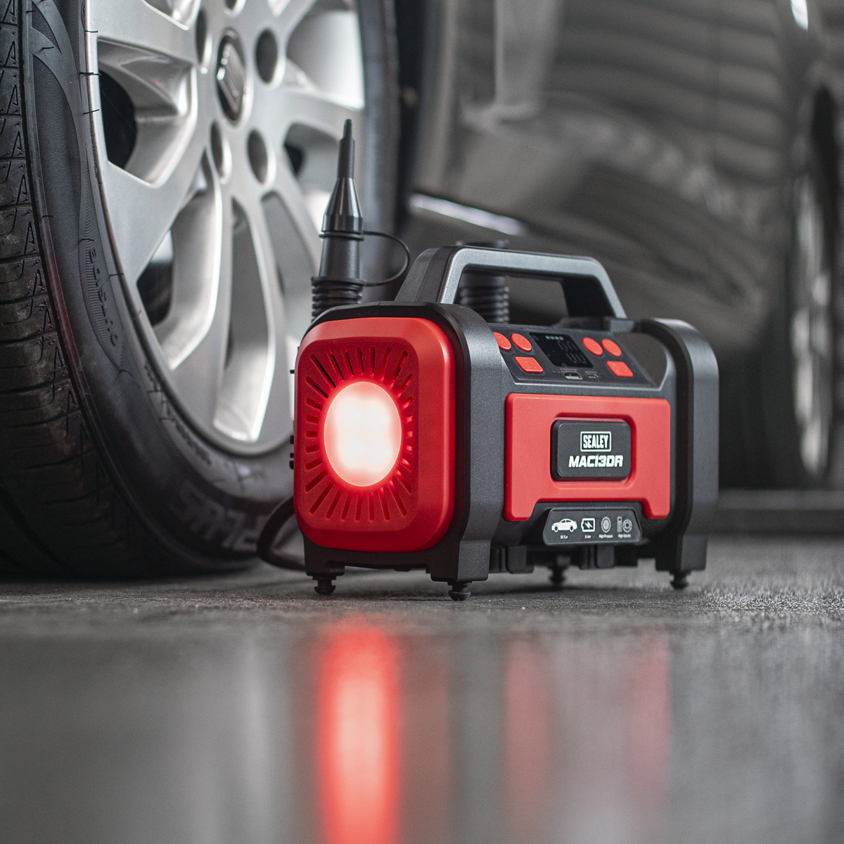 Sealey MAC13DR Rechargeable Tyre Inflator & High Volume Air Pump 12V