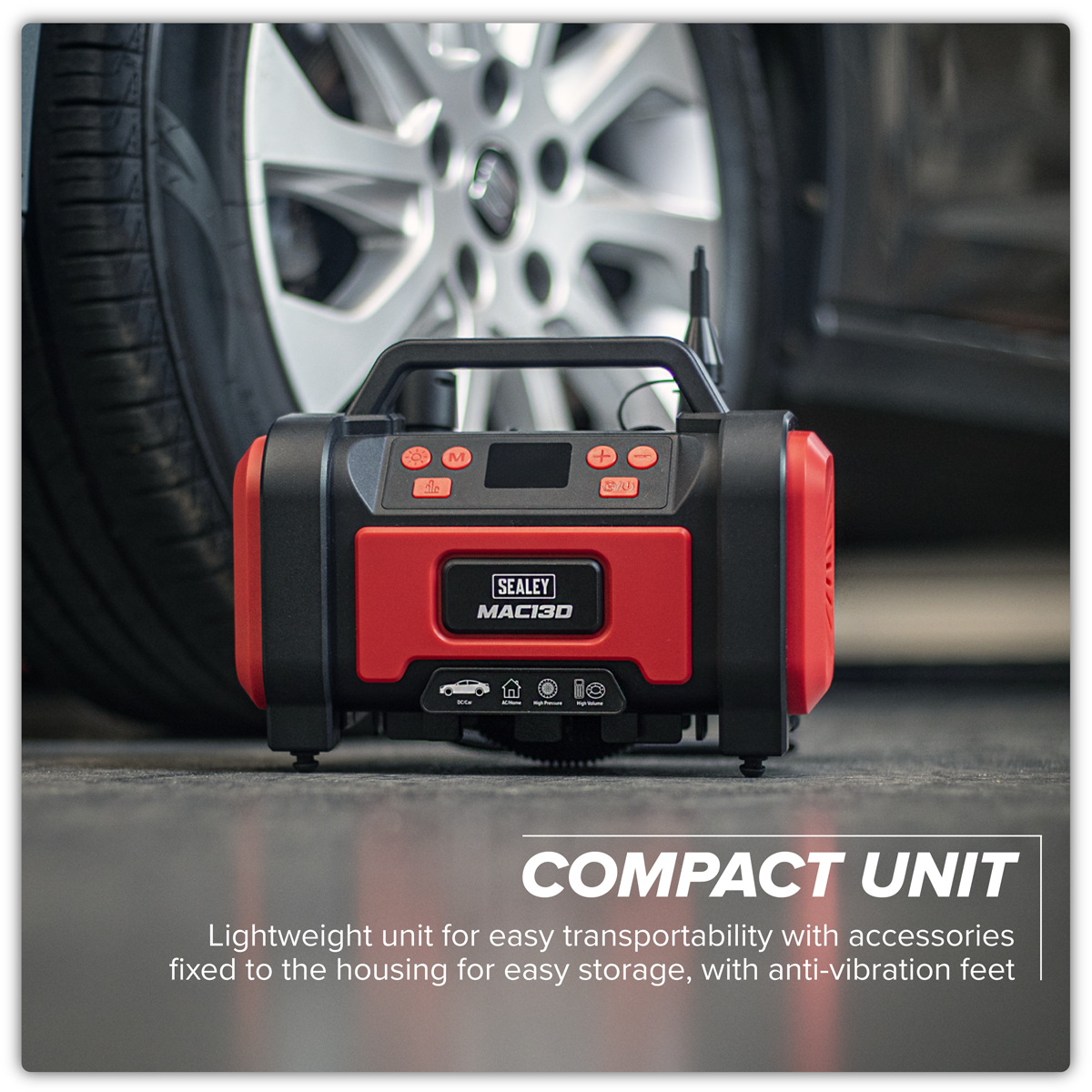 Sealey MAC13D Tyre Inflator & High-Volume Air Pump 12V/230V AC
