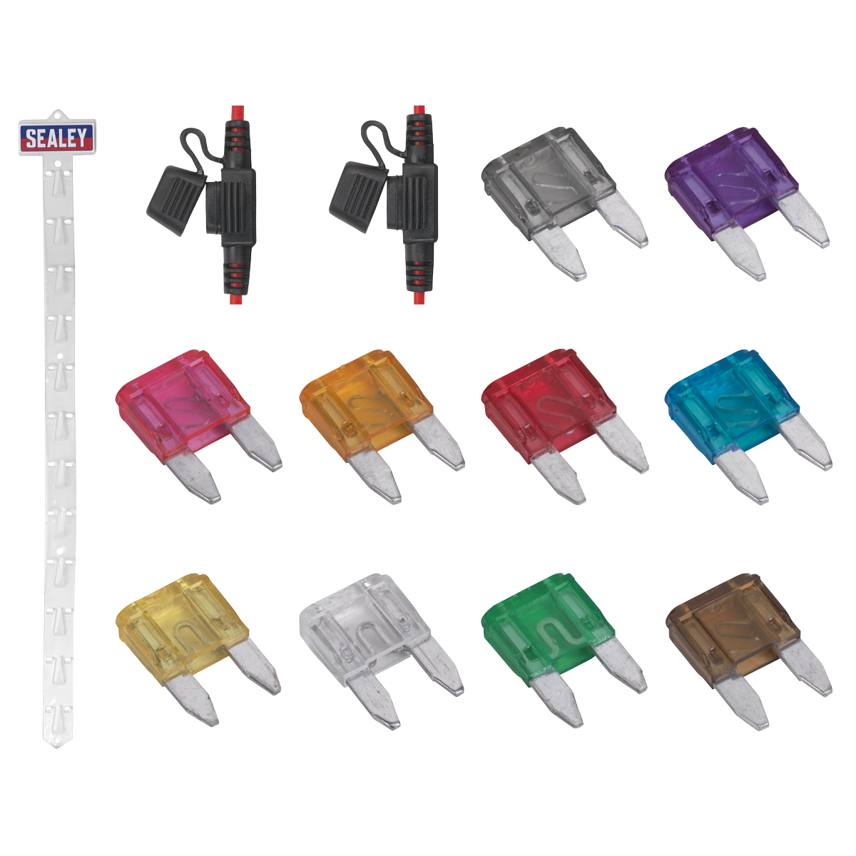 Sealey MBFSET Clip Strip Deal - Automotive Mini Blade Fuses & Holders