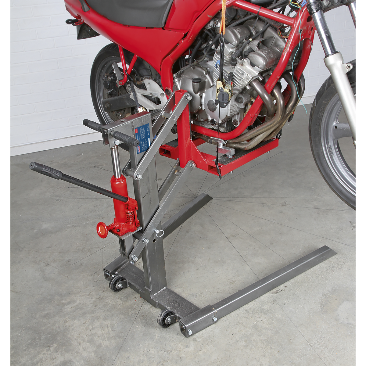Sealey MCL500 Single Post Hydraulic Portable Motorcycle Lift 450kg Capacity