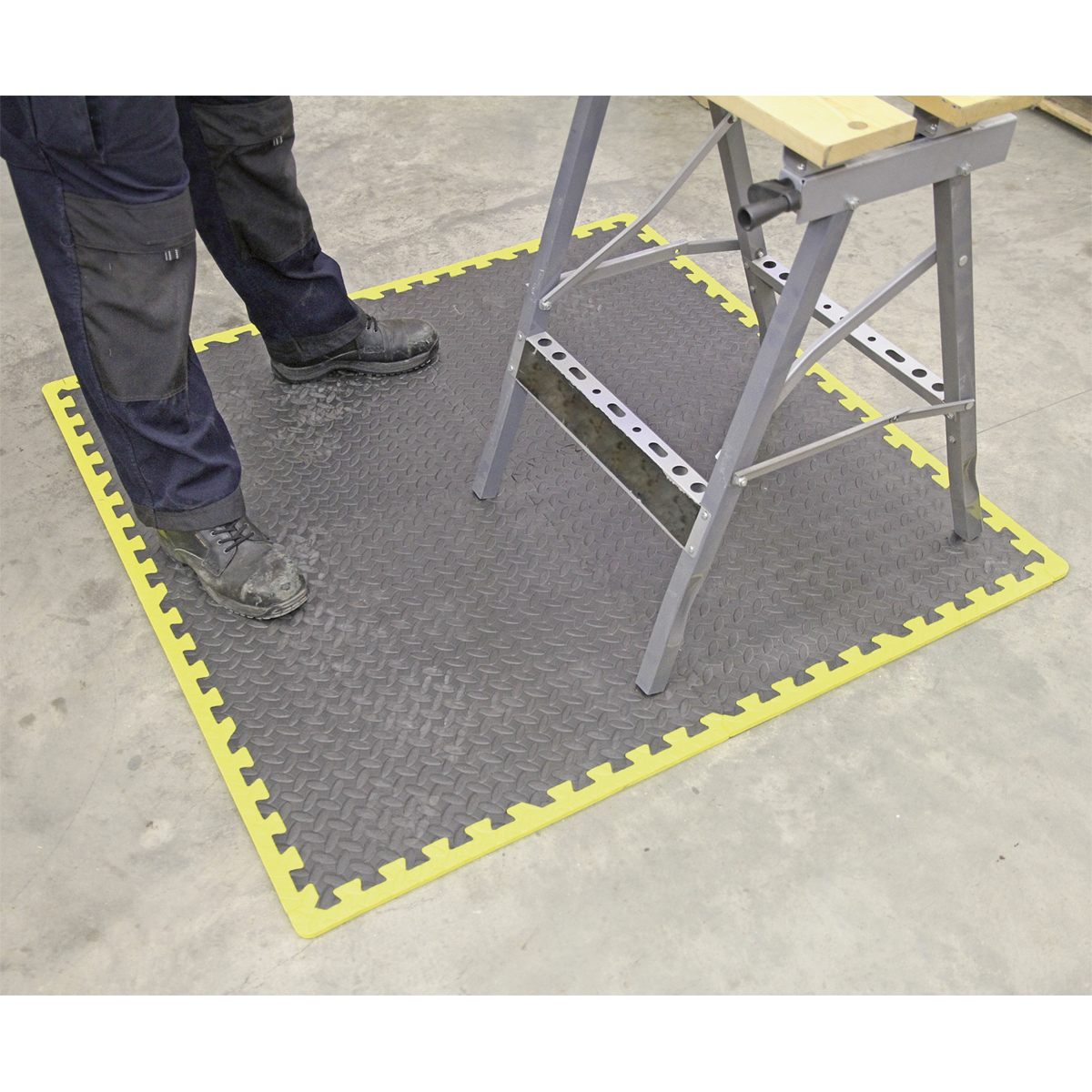 Sealey MIC1218Y3 Interlocking EVA Foam Workshop Mat Set with Hi-Vis Edges 1240 x 1825mm