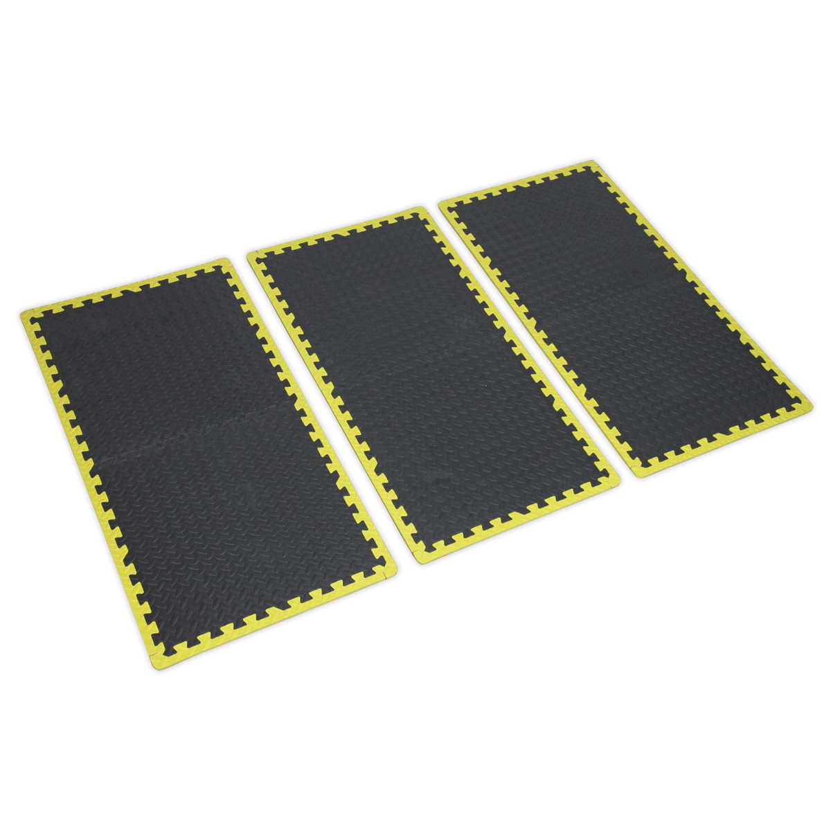 Sealey MIC1218Y3 Interlocking EVA Foam Workshop Mat Set with Hi-Vis Edges 1240 x 1825mm