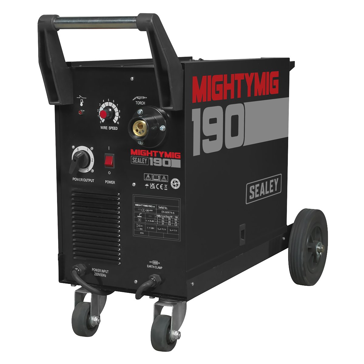 Sealey MIGHTYMIG190 Professional Gas/Gasless MIG Welder with Euro Torch 190A