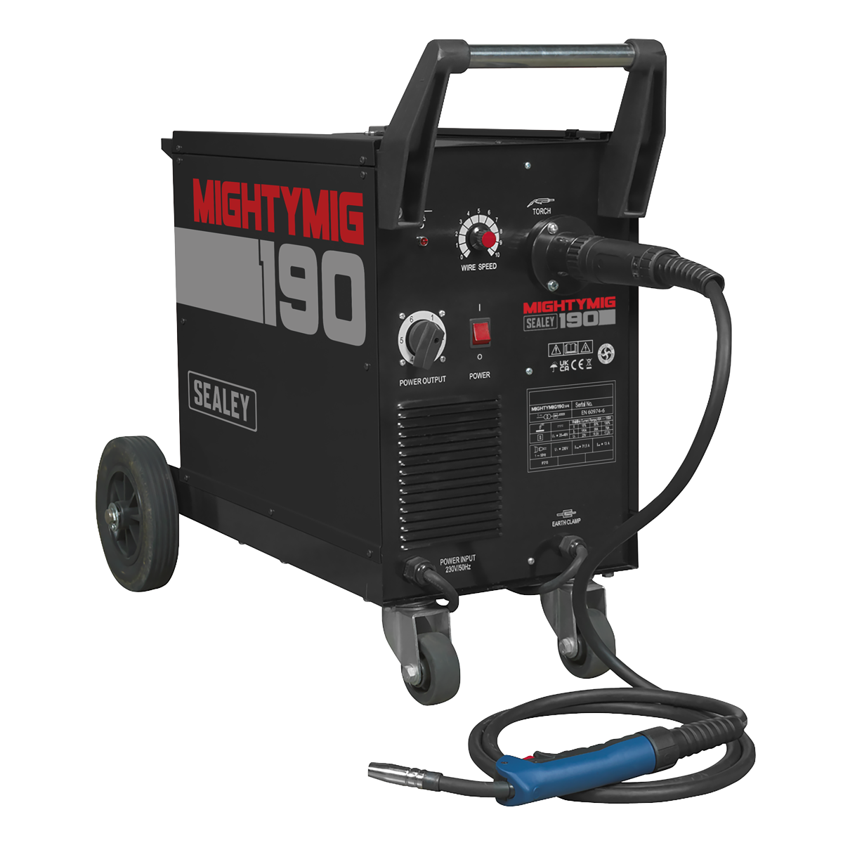 Sealey MIGHTYMIG190 Professional Gas/Gasless MIG Welder with Euro Torch 190A