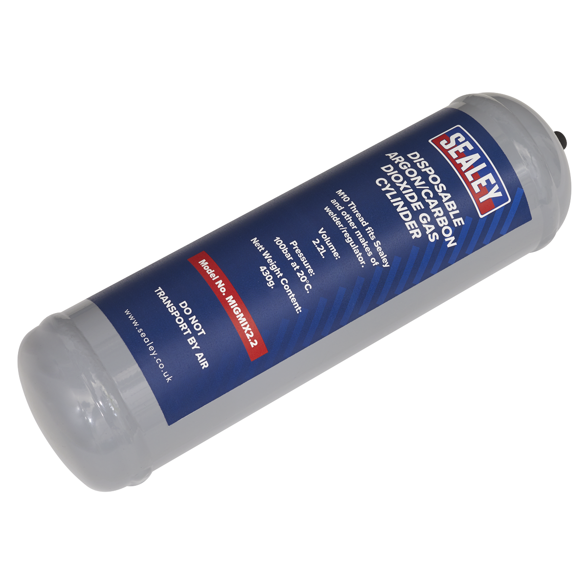 Sealey MIGMIX2.24 Disposable Argon/Carbon Dioxide Gas Cylinder 430g, 2.2L - Pack of 4