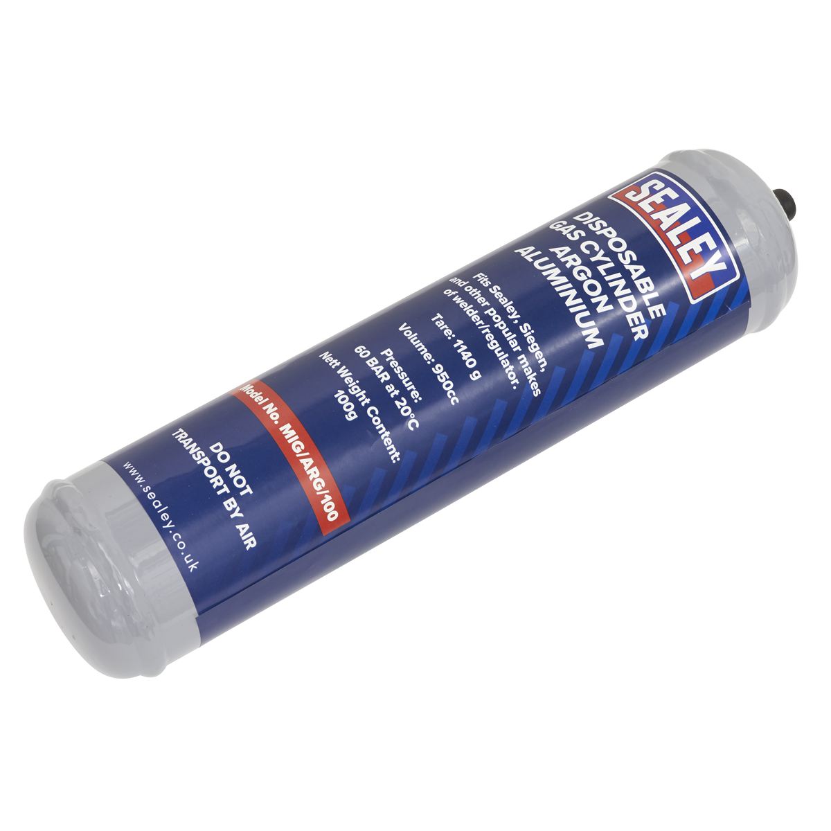 Sealey MIG/ARG/100 Disposable Argon Gas Cylinder 100g