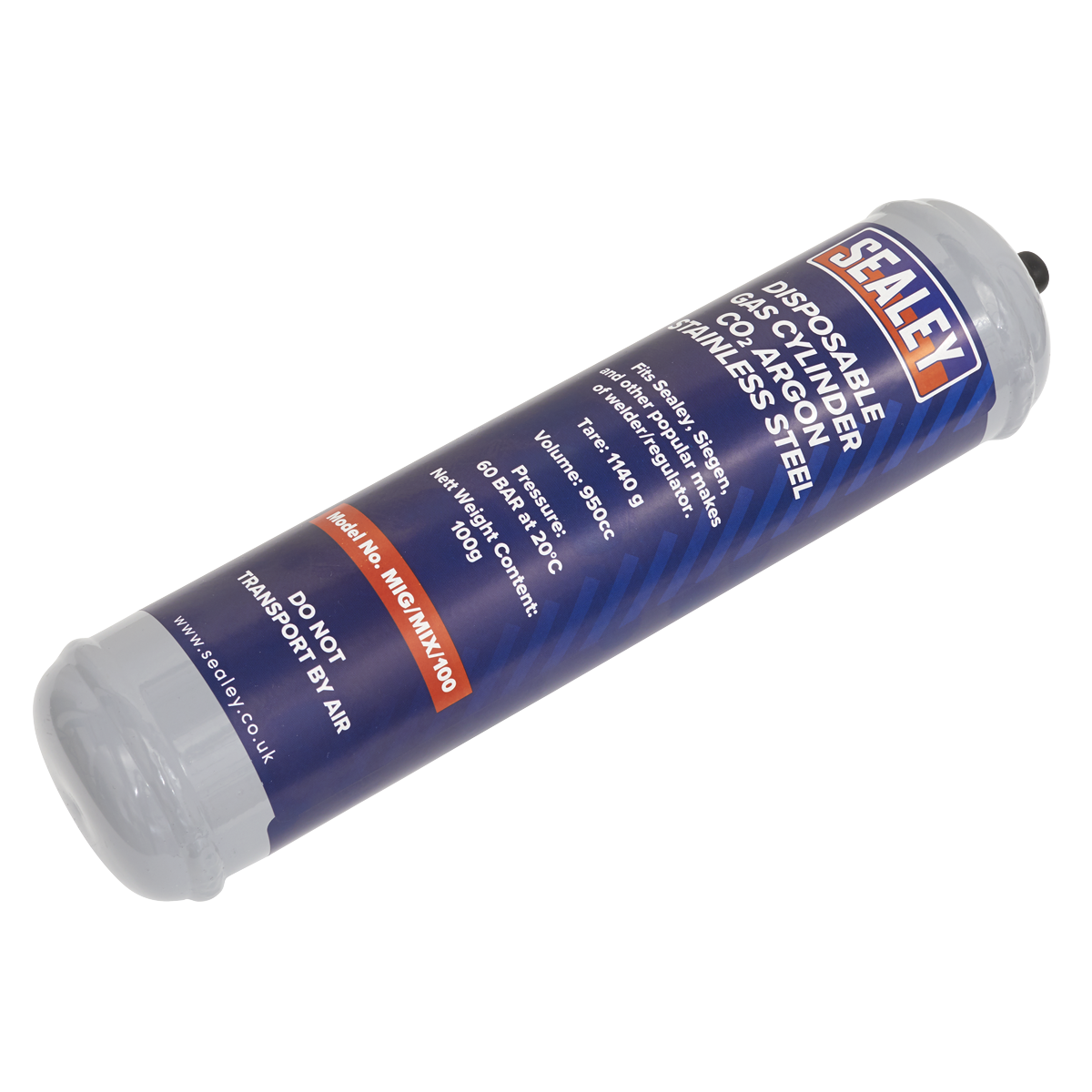 Sealey MIG/MIX/100/12 Disposable Carbon Dioxide/Argon Gas Cylinder 100g - Box of 12