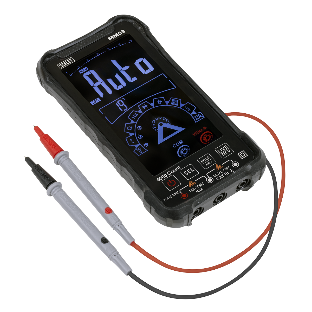 Sealey MM03 Touchscreen Rechargeable Auto-Ranging Digital Smart Multimeter 10-Function