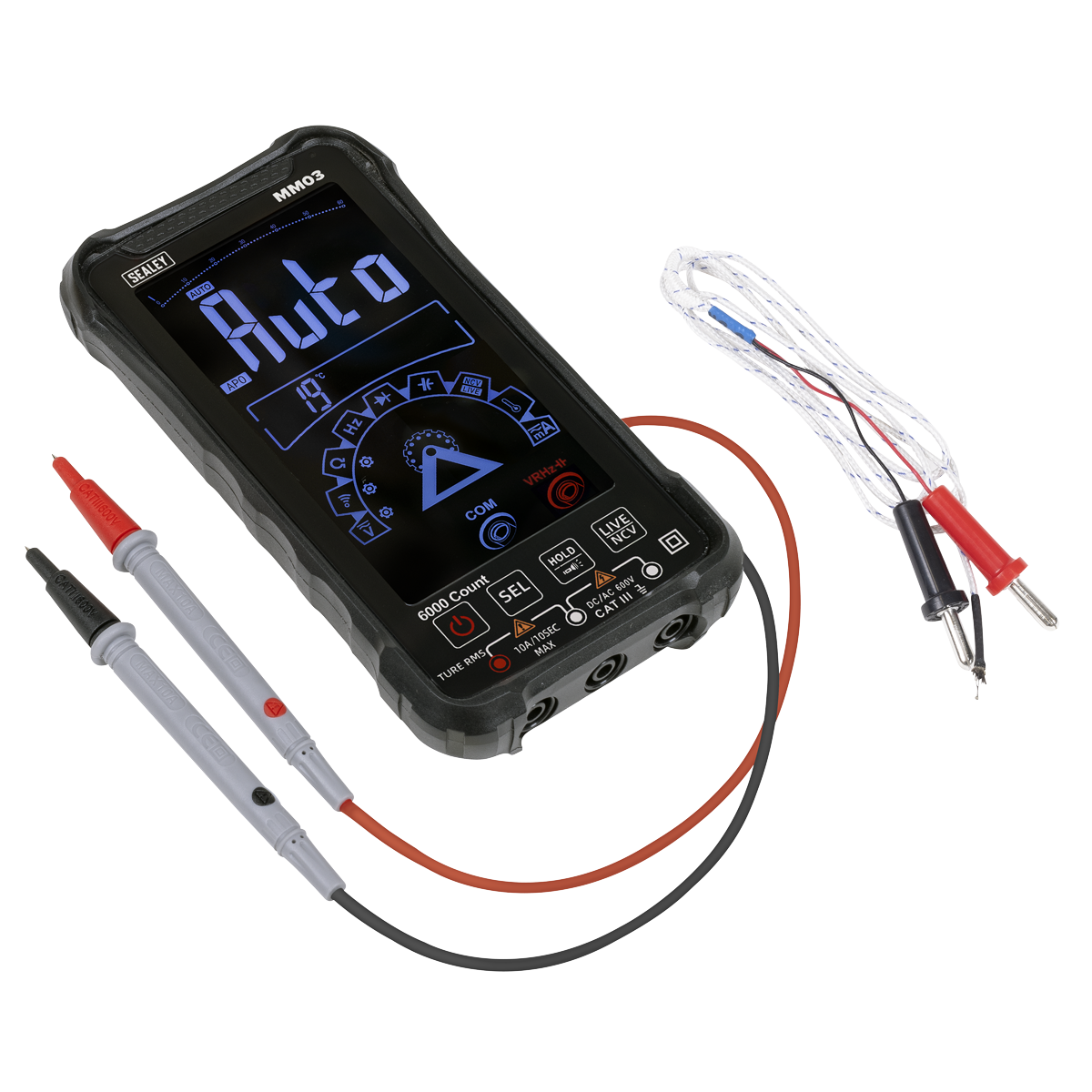Sealey MM03 Touchscreen Rechargeable Auto-Ranging Digital Smart Multimeter 10-Function