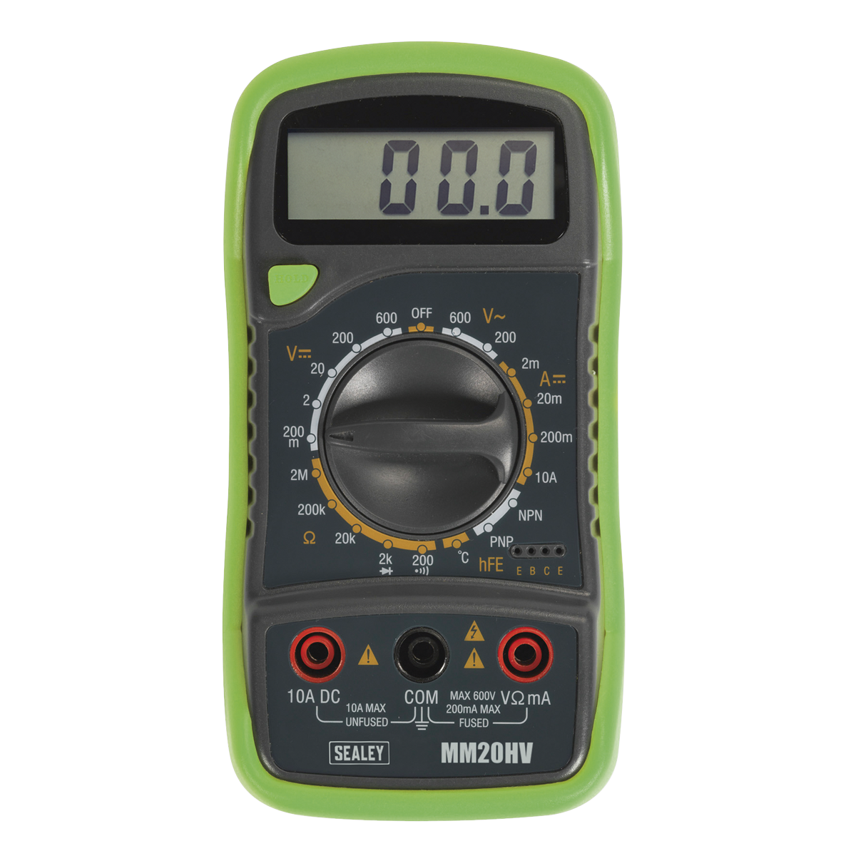 Sealey MM20HV 8-Function Digital Multimeter with Thermocouple - Hi-Vis Green