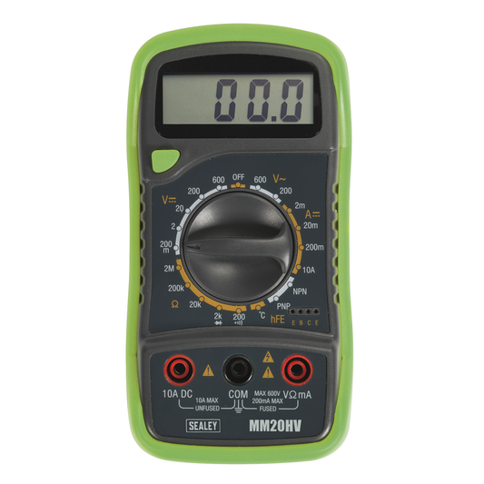 Sealey MM20HV 8-Function Digital Multimeter with Thermocouple - Hi-Vis Green