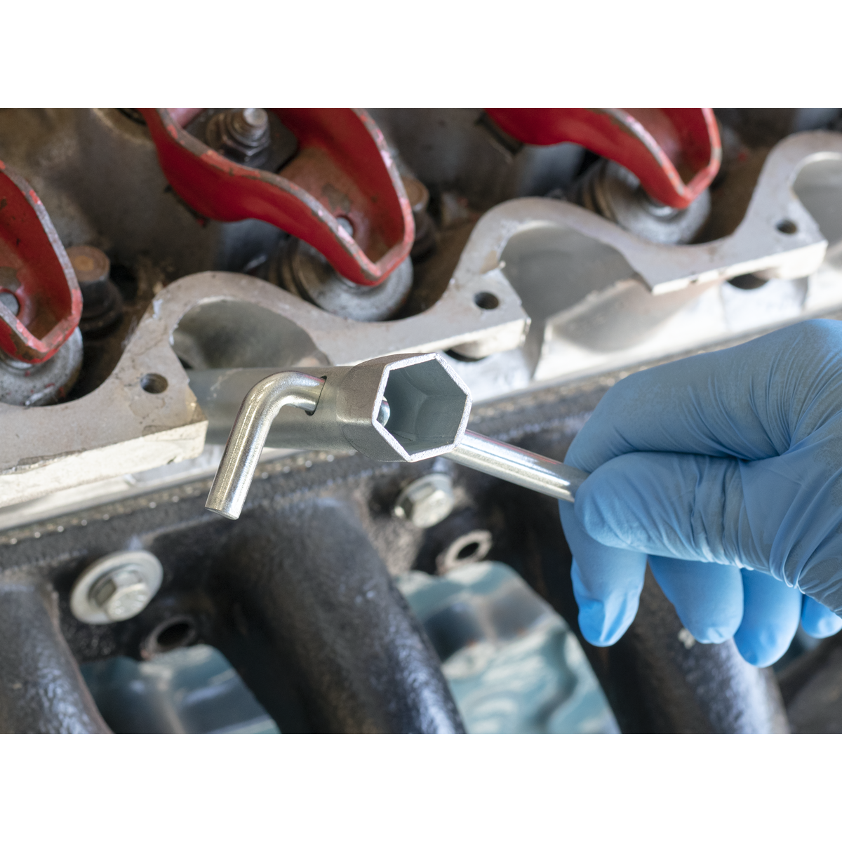 Sealey MS157 Long Reach Double End Spark Plug Box Spanner with L-Bar 16/18mm