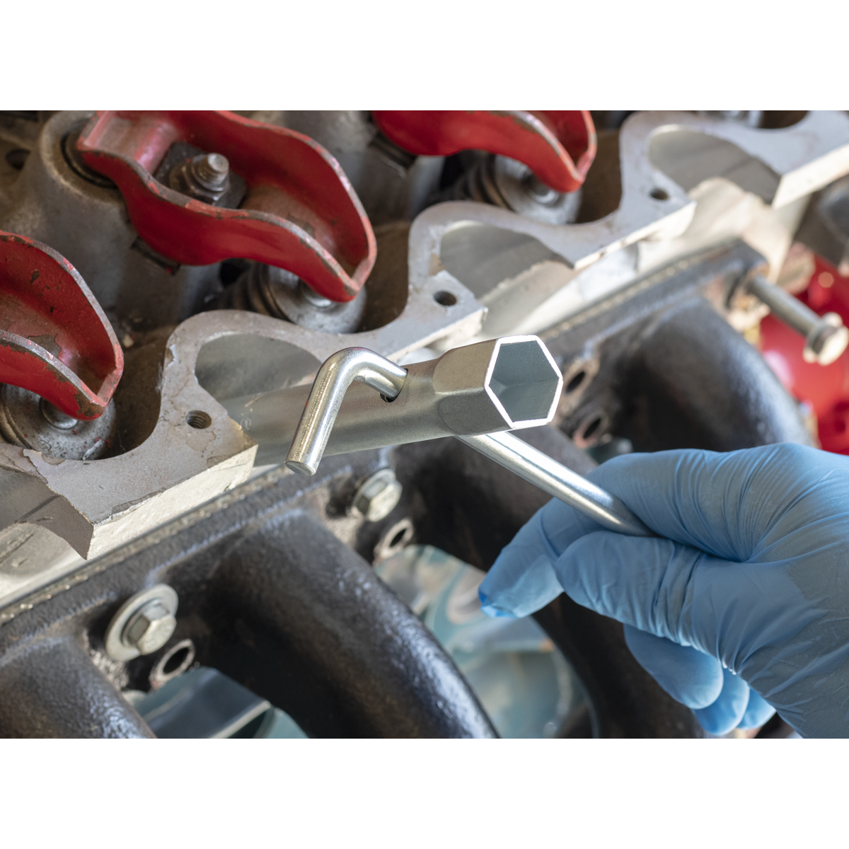 Sealey MS157 Long Reach Double End Spark Plug Box Spanner with L-Bar 16/18mm