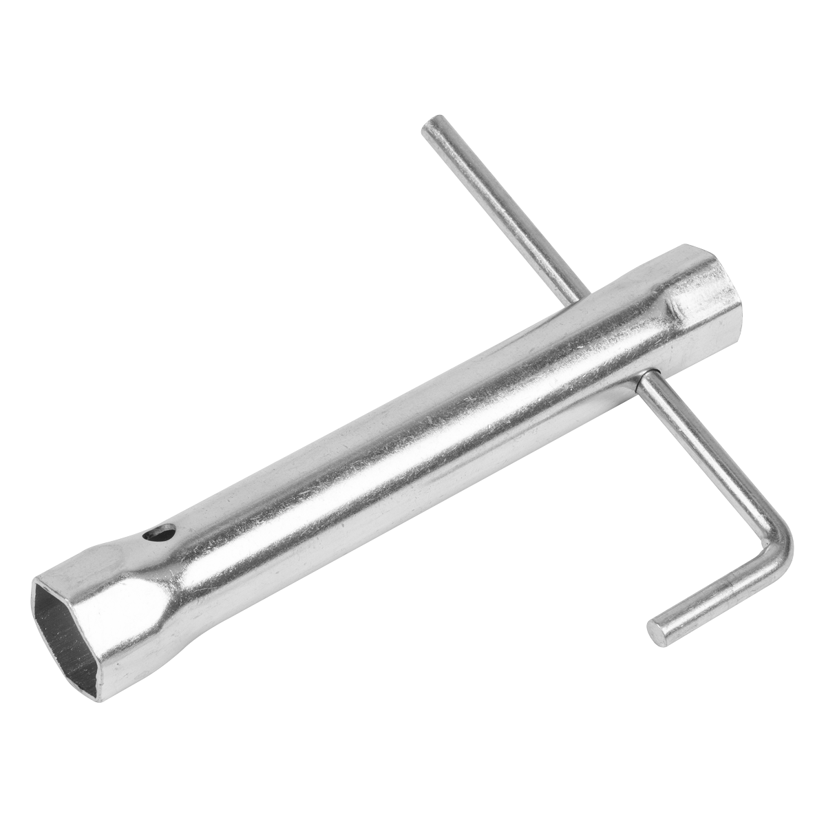 Sealey MS158 Long Reach Double End Spark Plug Box Spanner with L-Bar 17/21mm