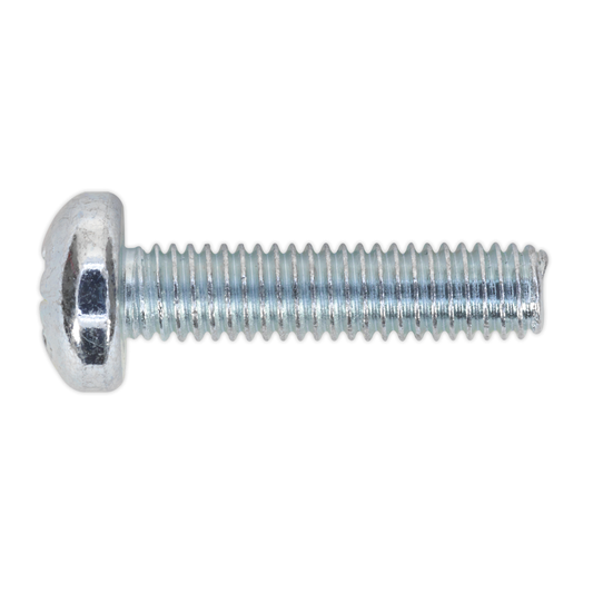 Sealey MSP625 Zinc Plated Pan Head Pozi Machine Screw M6 x 25mm, DIN 7985Z - Pack of 50