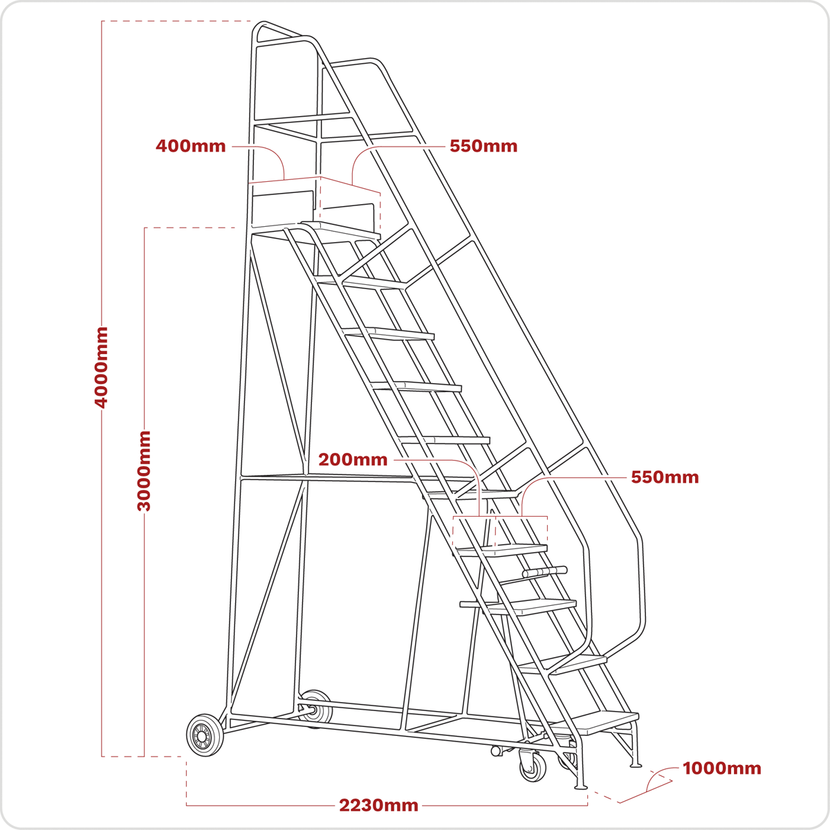 Sealey MSS12 Mobile Safety Steps 12-Tread