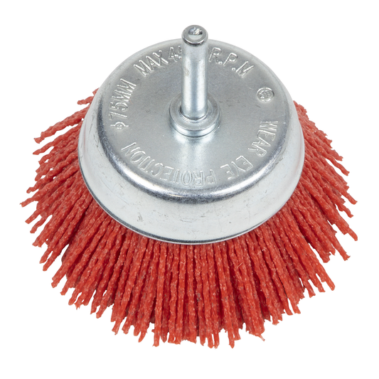 Sealey NFB75 75mm Nylon Filament Cup Brush with 6mm Shaft