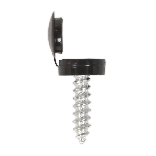 Sealey NPBK50 Numberplate Screw with Flip Cap 4.2 x 19mm, Black - Pack of 50