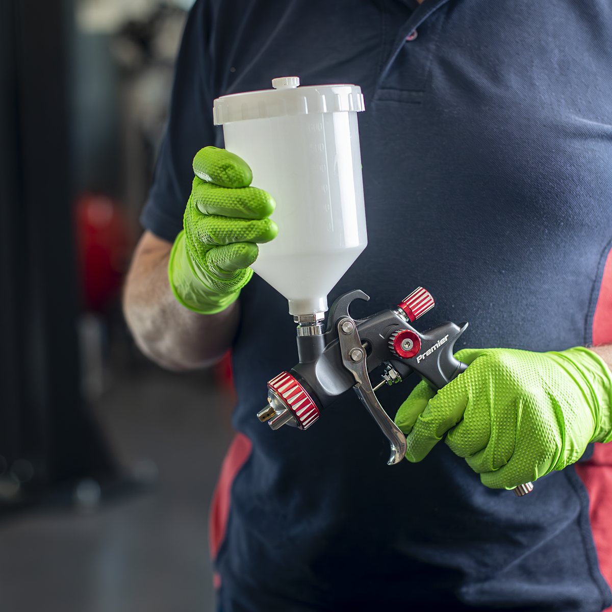 Sealey PC01 Paint Spray Gun Pot with Brass Fitting 600ml - White