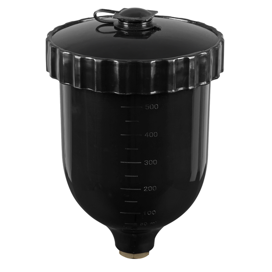 Sealey PC02 UV Paint Spray Gun Pot with Brass Fitting 600ml - Black