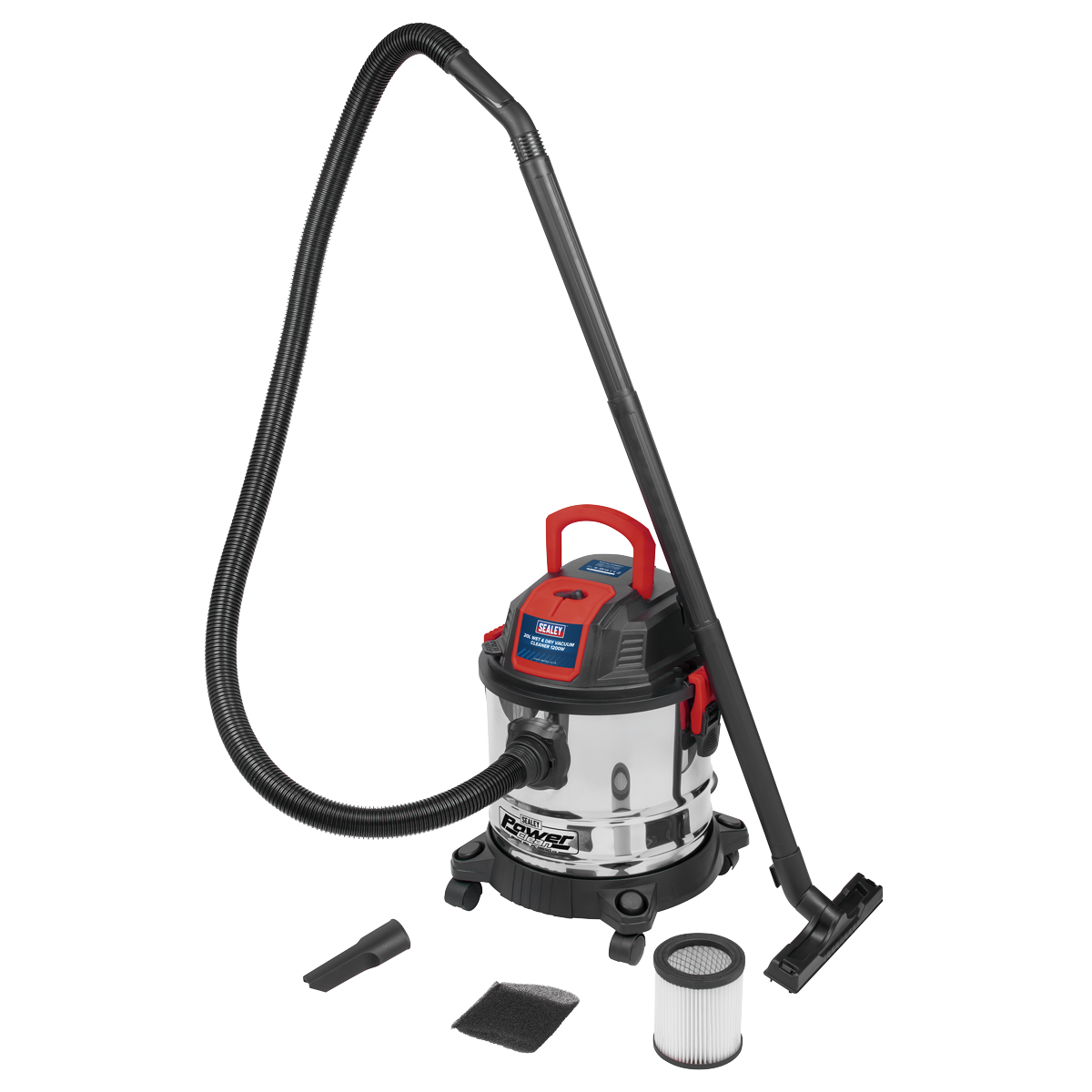 Sealey PC195SD 20L Vacuum Cleaner Wet & Dry Stainless Steel Drum 1200W/230V