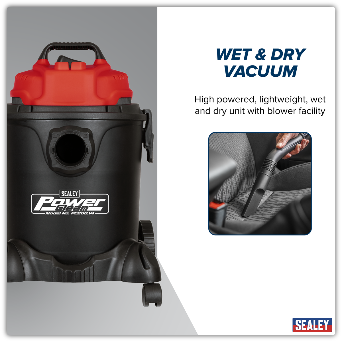 Sealey PC200 20L Vacuum Cleaner Wet & Dry 1250W/230V