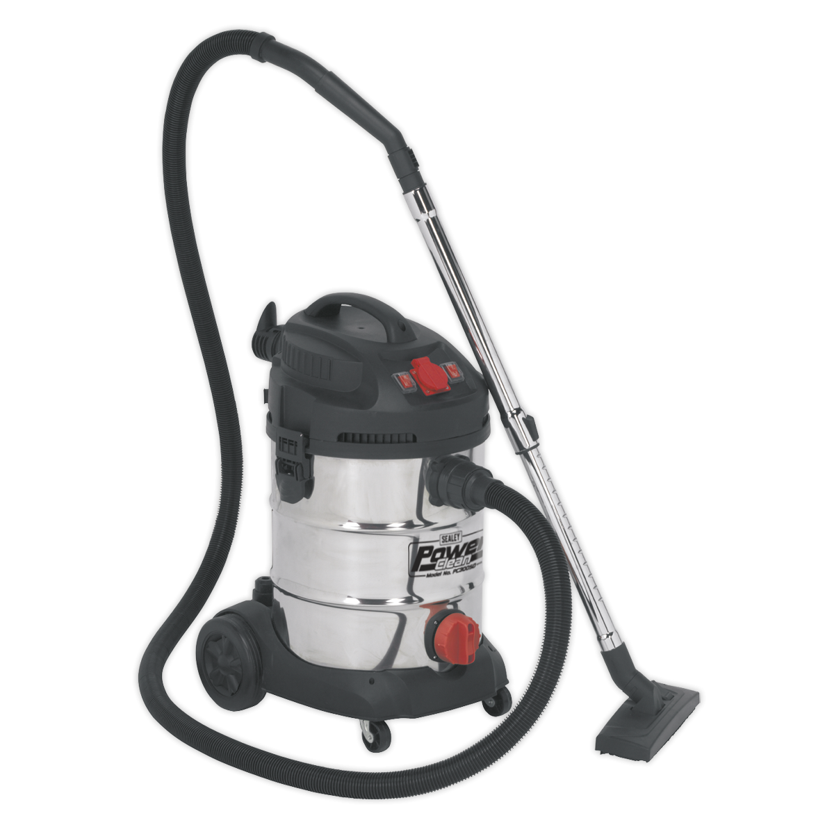 Sealey PC300SDAUTO Industrial Vacuum Cleaner Stainless Steel Drum Auto Start 30L 1400W/230V