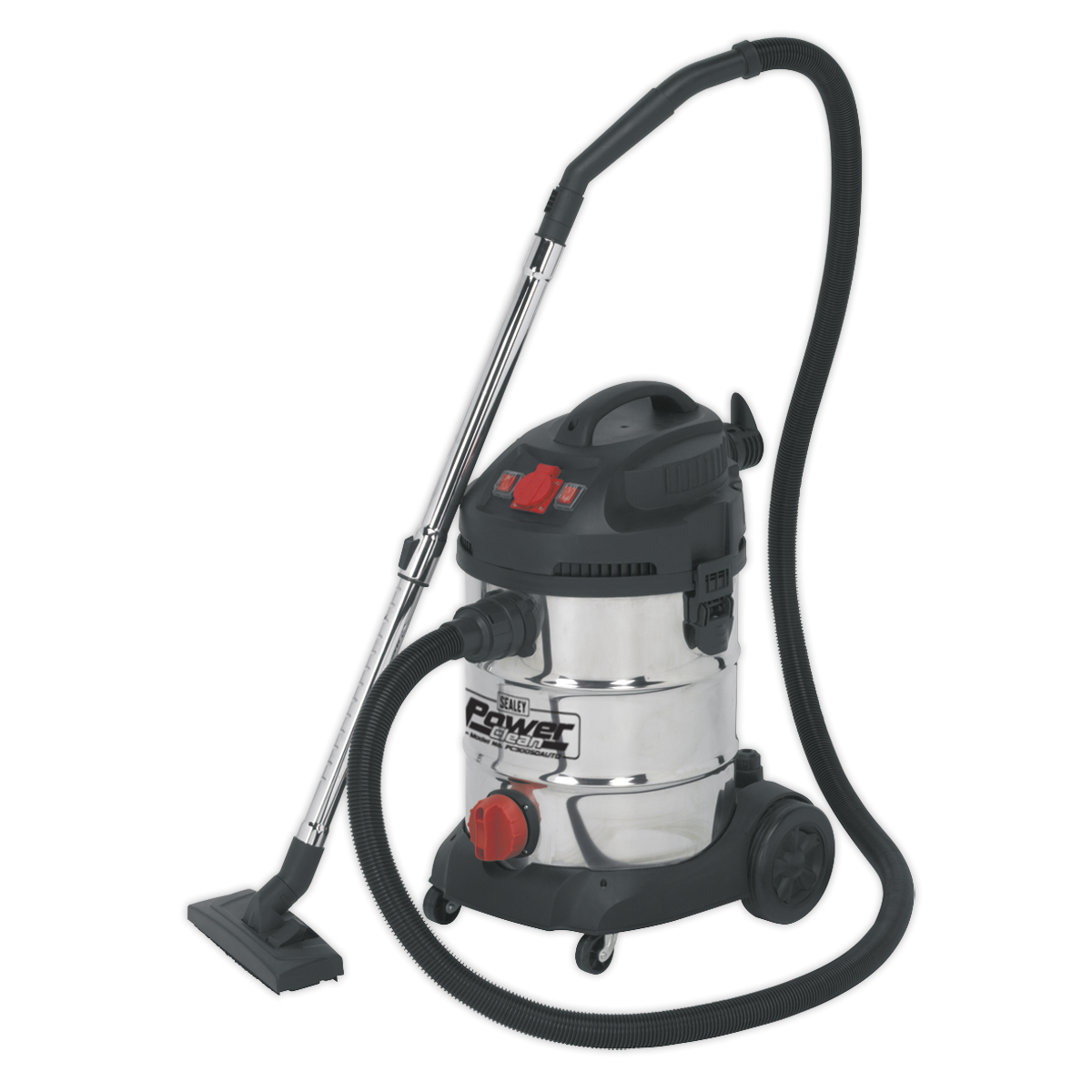 Sealey PC300SDAUTO Industrial Vacuum Cleaner Stainless Steel Drum Auto Start 30L 1400W/230V