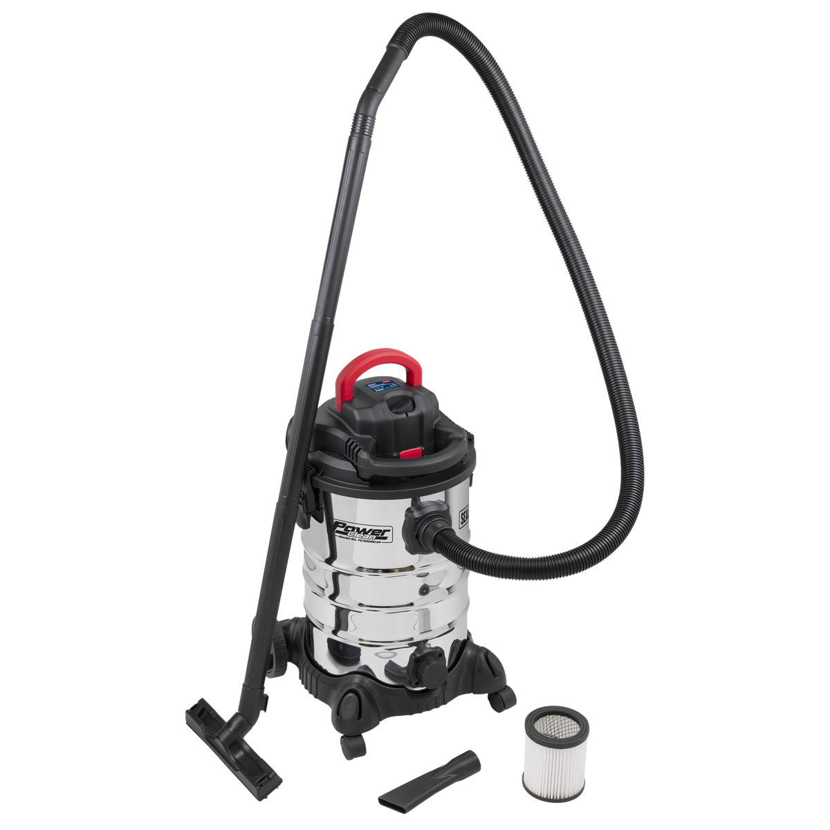 Sealey PC300SD 30L Vacuum Cleaner Wet & Dry with Stainless Steel Drum & Detachable Leaf Blower 1200W/230V