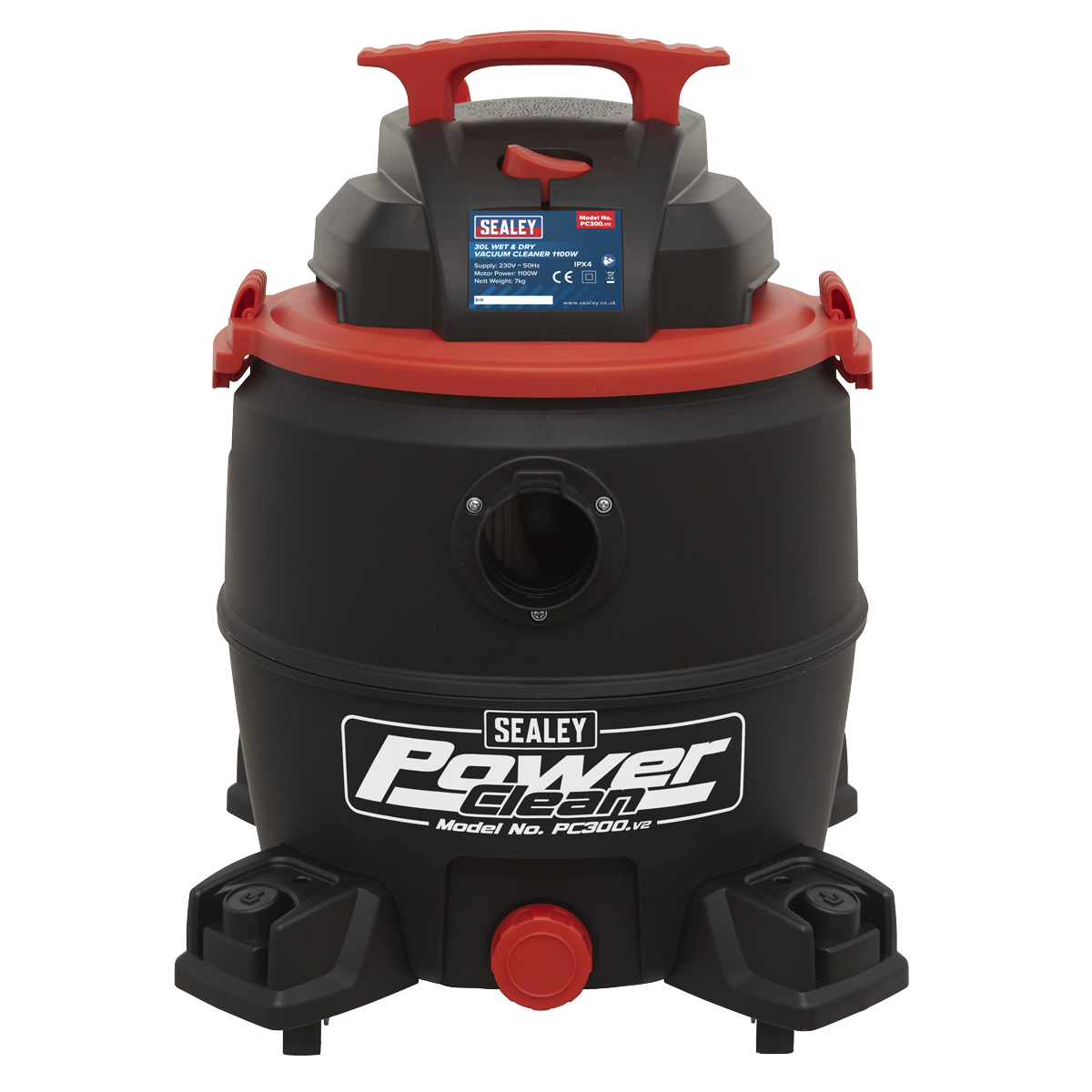 Sealey PC300 30L Vacuum Cleaner Wet & Dry 1100W/230V