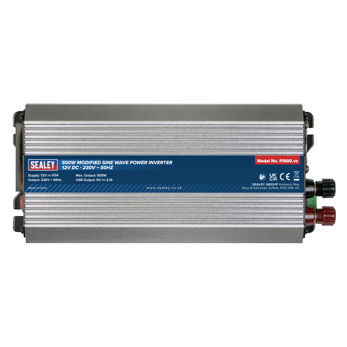 Sealey PI500 Modified Sine Wave Power Inverter 500W 12V DC - 230V ~ 50Hz