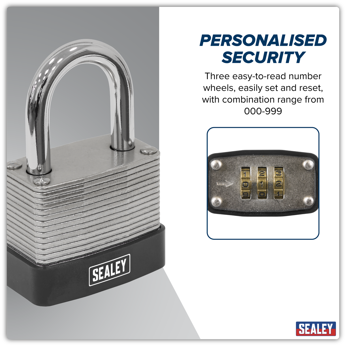 Sealey PL301C Steel Body Combination Padlock 40mm