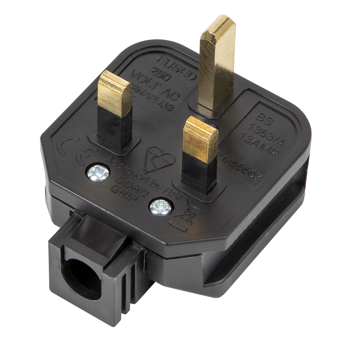 Sealey PL/13/3S 13A Heavy-Duty Rewirable Plug - Black