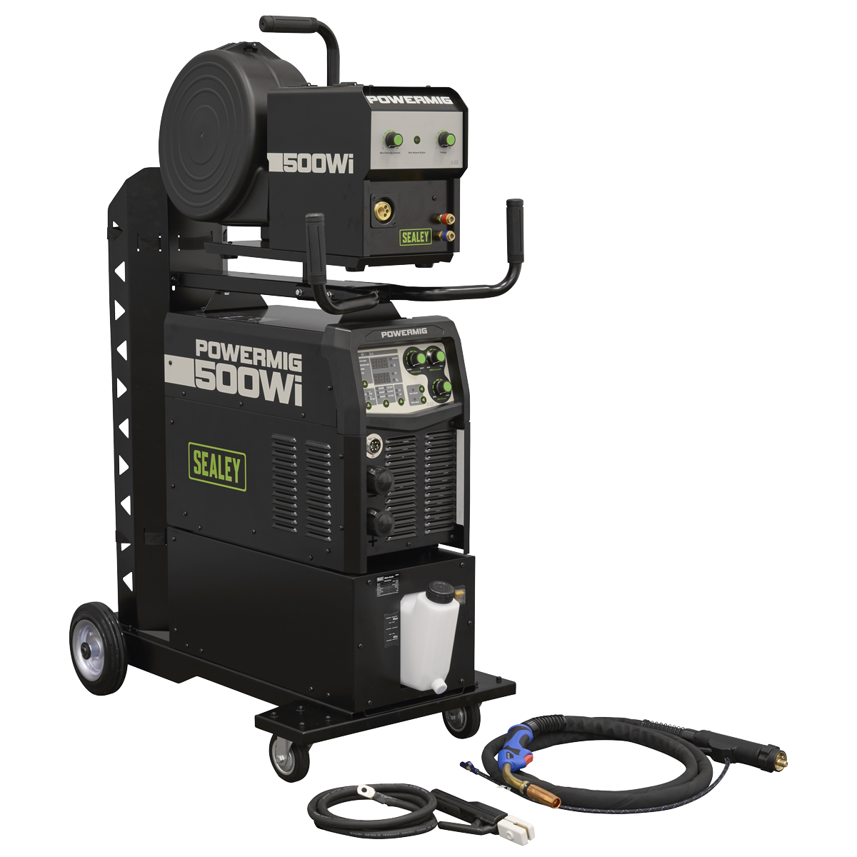 Sealey POWERMIG500Wi 500A Professional Gas/Gasless MIG/TIG/MMA Inverter Welder with Portable Wire Feeder & Water Cooler 400V 3ph