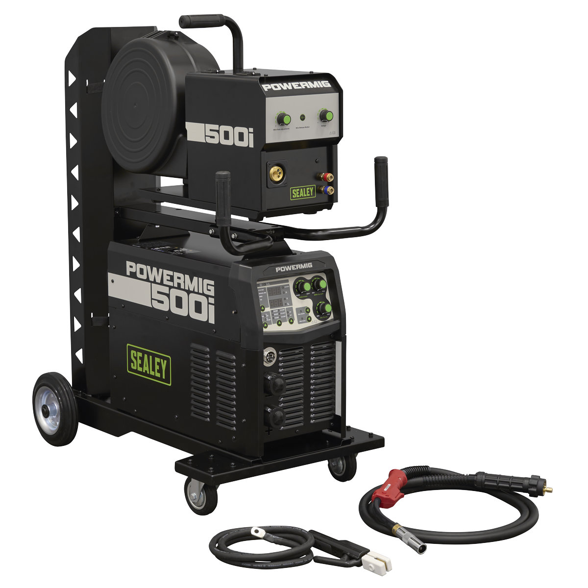 Sealey POWERMIG500i 500A Professional Gas/Gasless MIG/TIG/MMA Inverter Welder With Portable Wire Feeder 400V 3ph