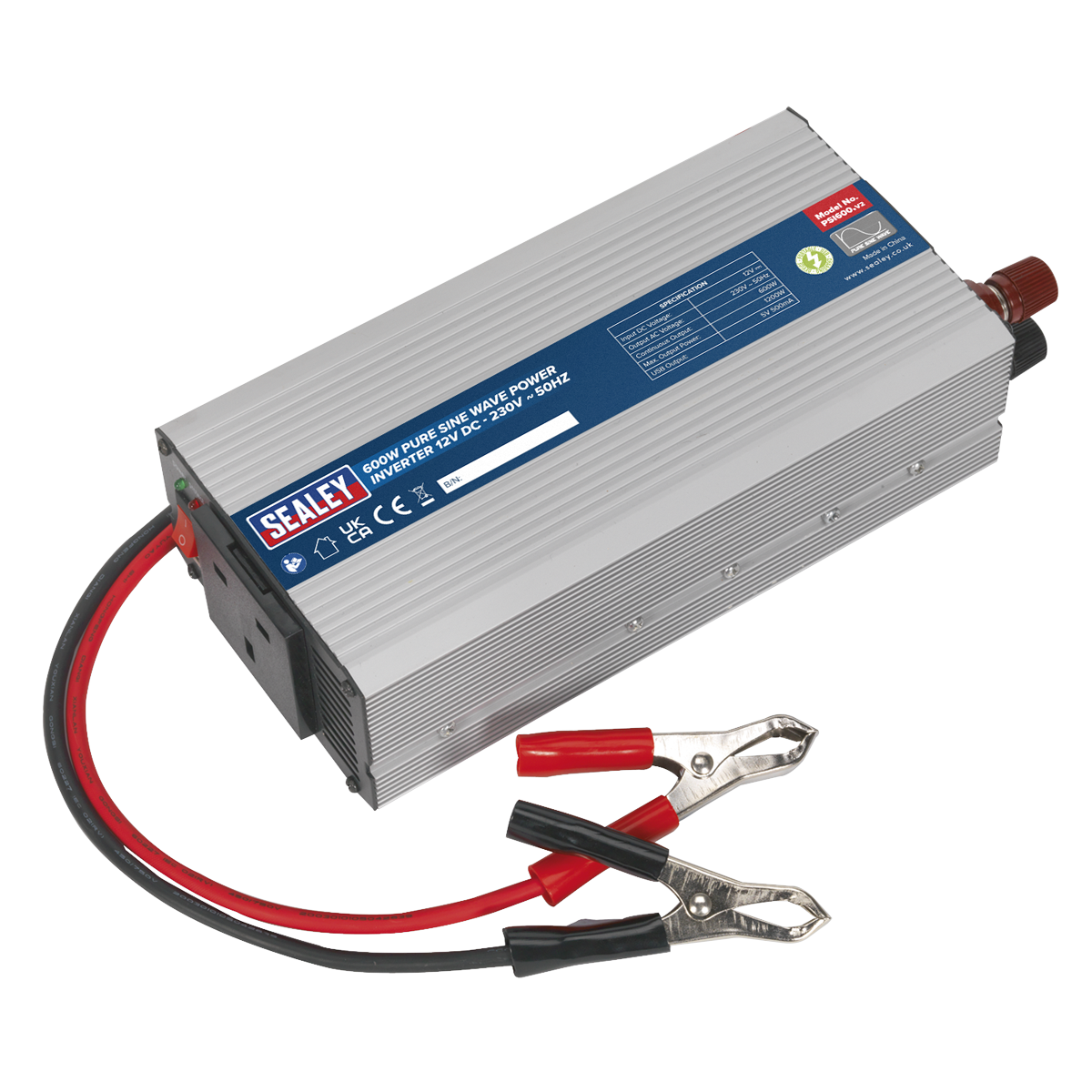 Sealey PSI600 Pure Sine Wave Power Inverter 600W 12V