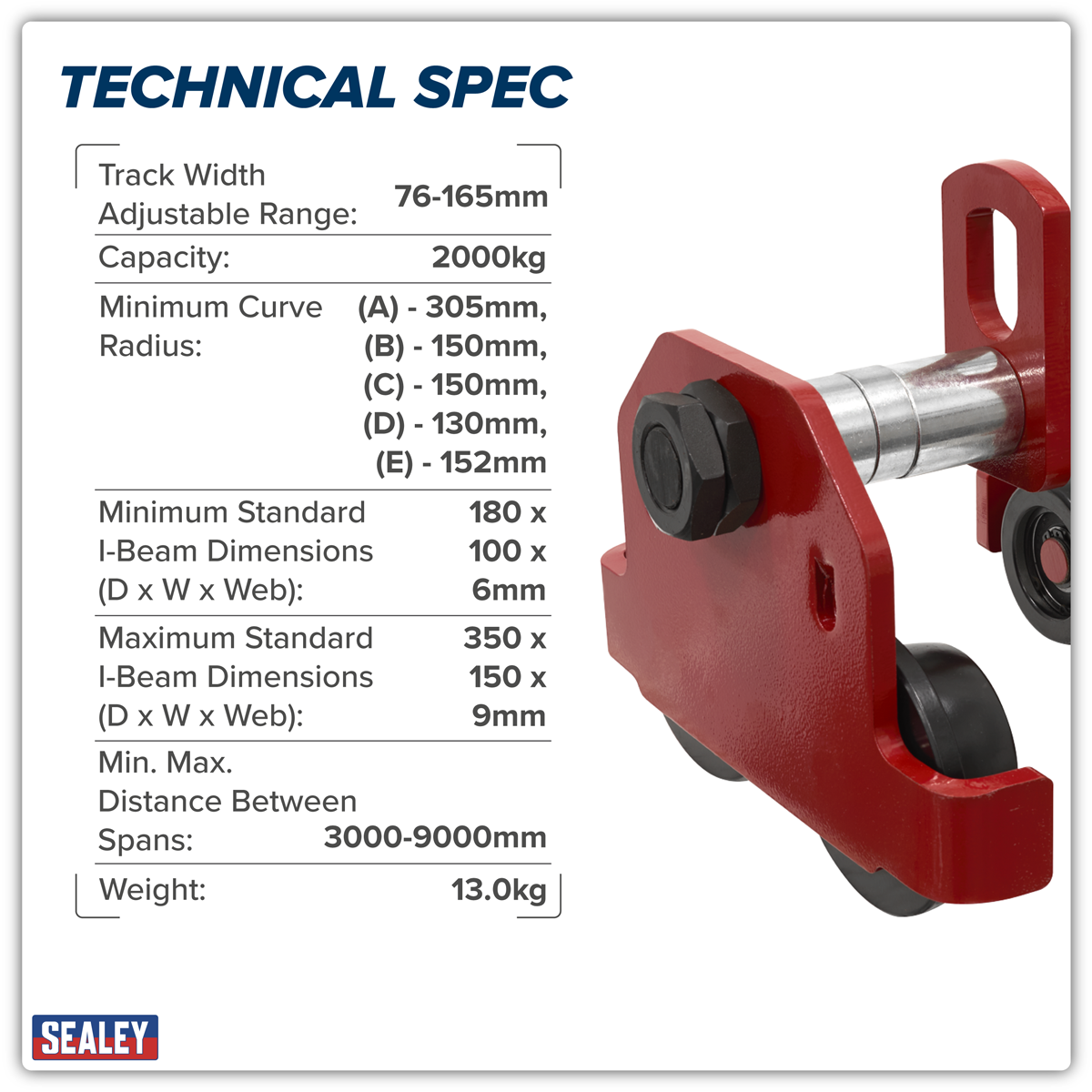 Sealey PT2000 Plain Trolley 2 Tonne