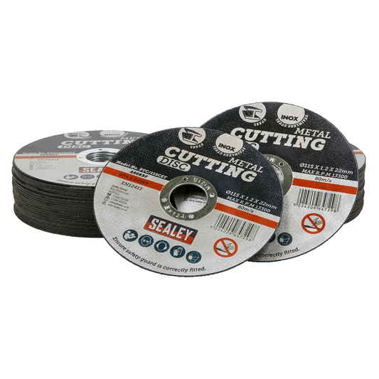 Sealey PTC115CET50 115 x 1.2mm Cutting Disc 22mm Bore - Pack of 50