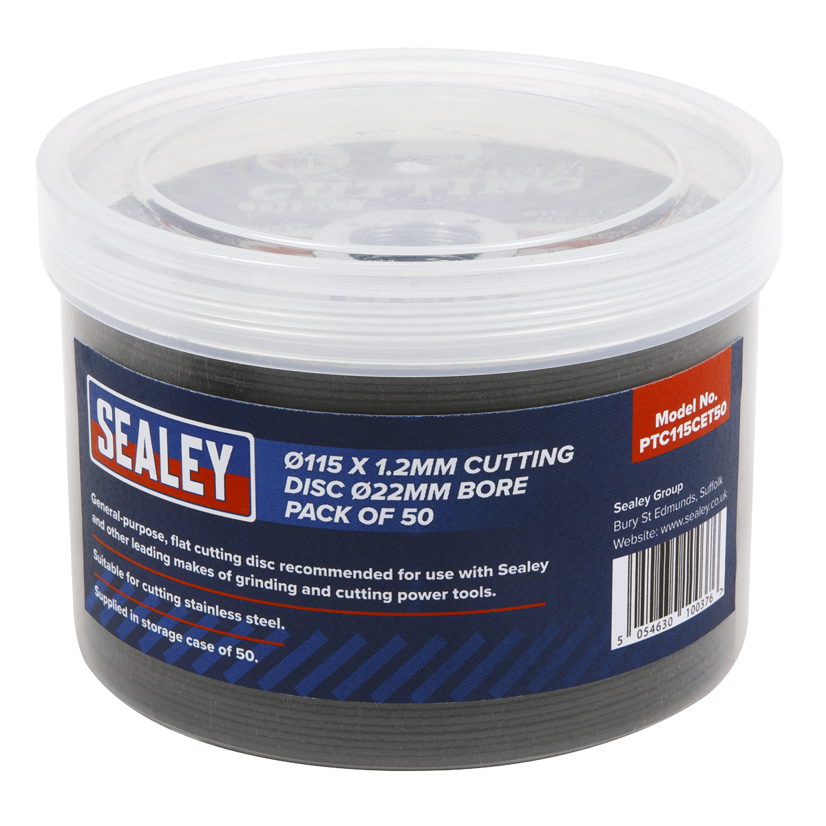 Sealey PTC115CET50 115 x 1.2mm Cutting Disc 22mm Bore - Pack of 50