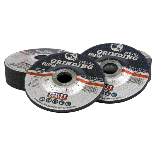 Sealey PTC115G12 115 x 6mm Grinding Disc 22mm Bore - Pack of 12