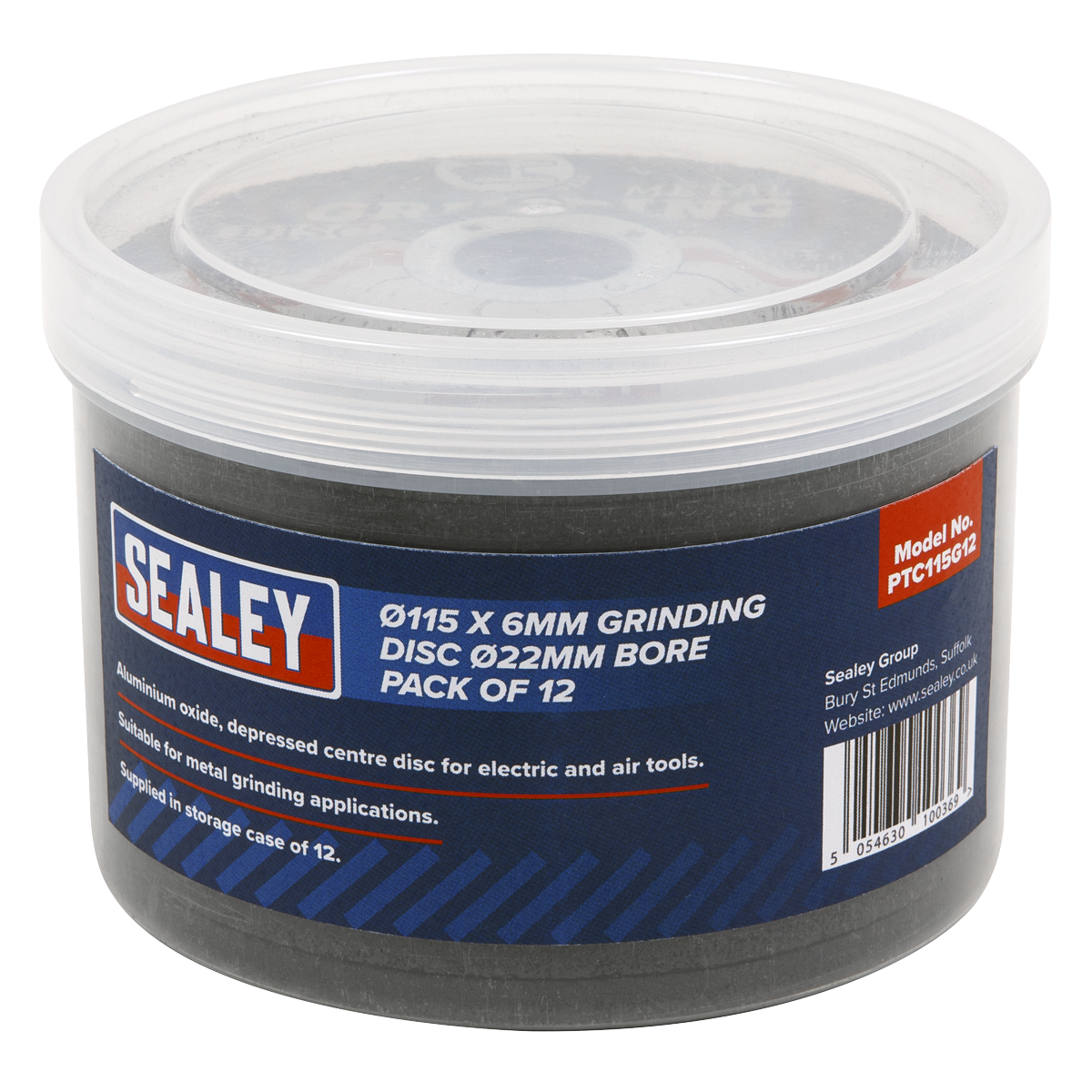 Sealey PTC115G12 115 x 6mm Grinding Disc 22mm Bore - Pack of 12