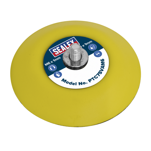 Sealey PTC75VAM6 71mm Hook-and-Loop Backing Pad M6 x 1mm