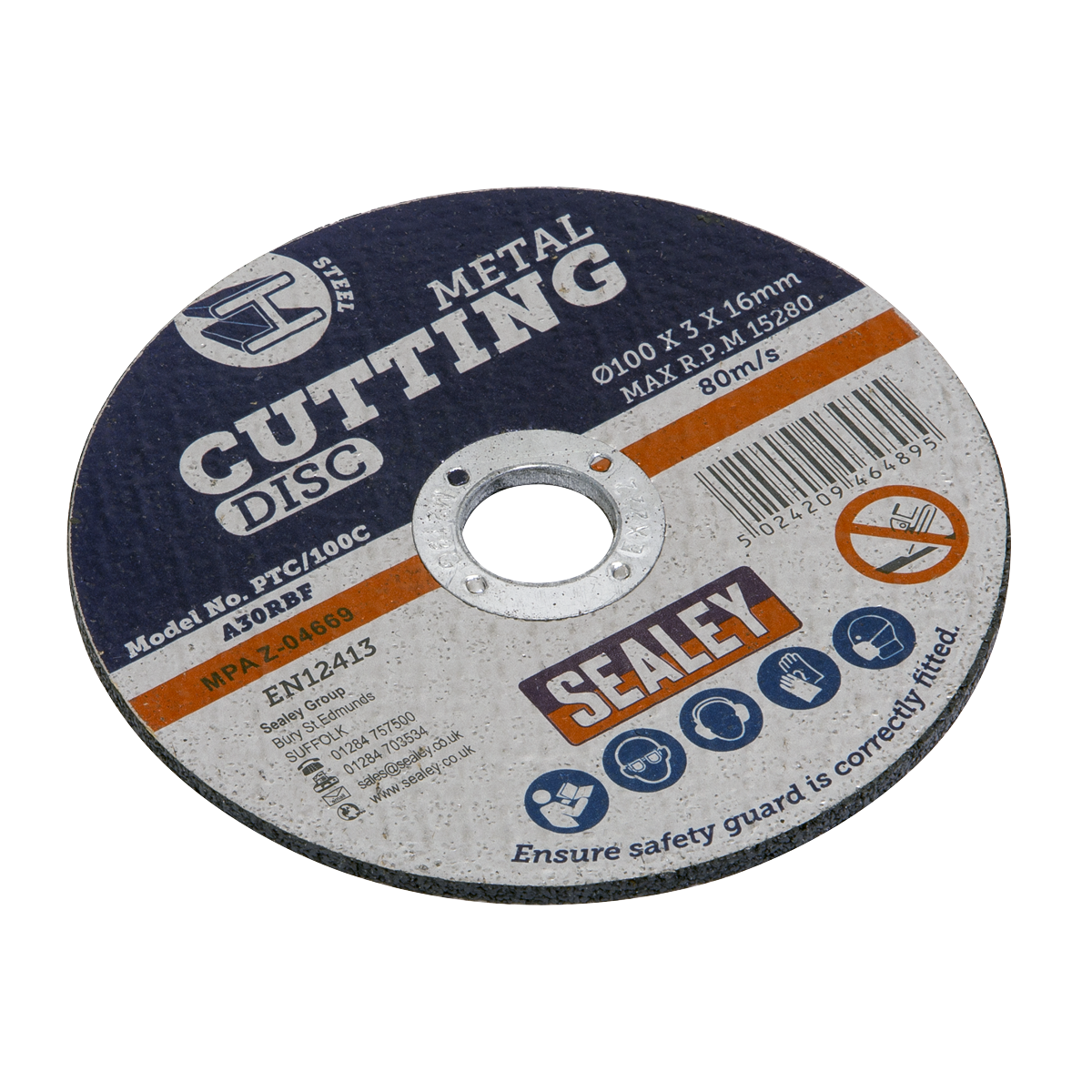 Sealey PTC/100C50 100 x 3mm Cutting Disc 16mm Bore - Pack of 50