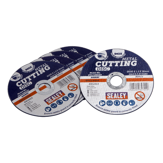 Sealey PTC/100CET5 100 x 1.2mm Cutting Disc 16mm Bore - Pack of 5
