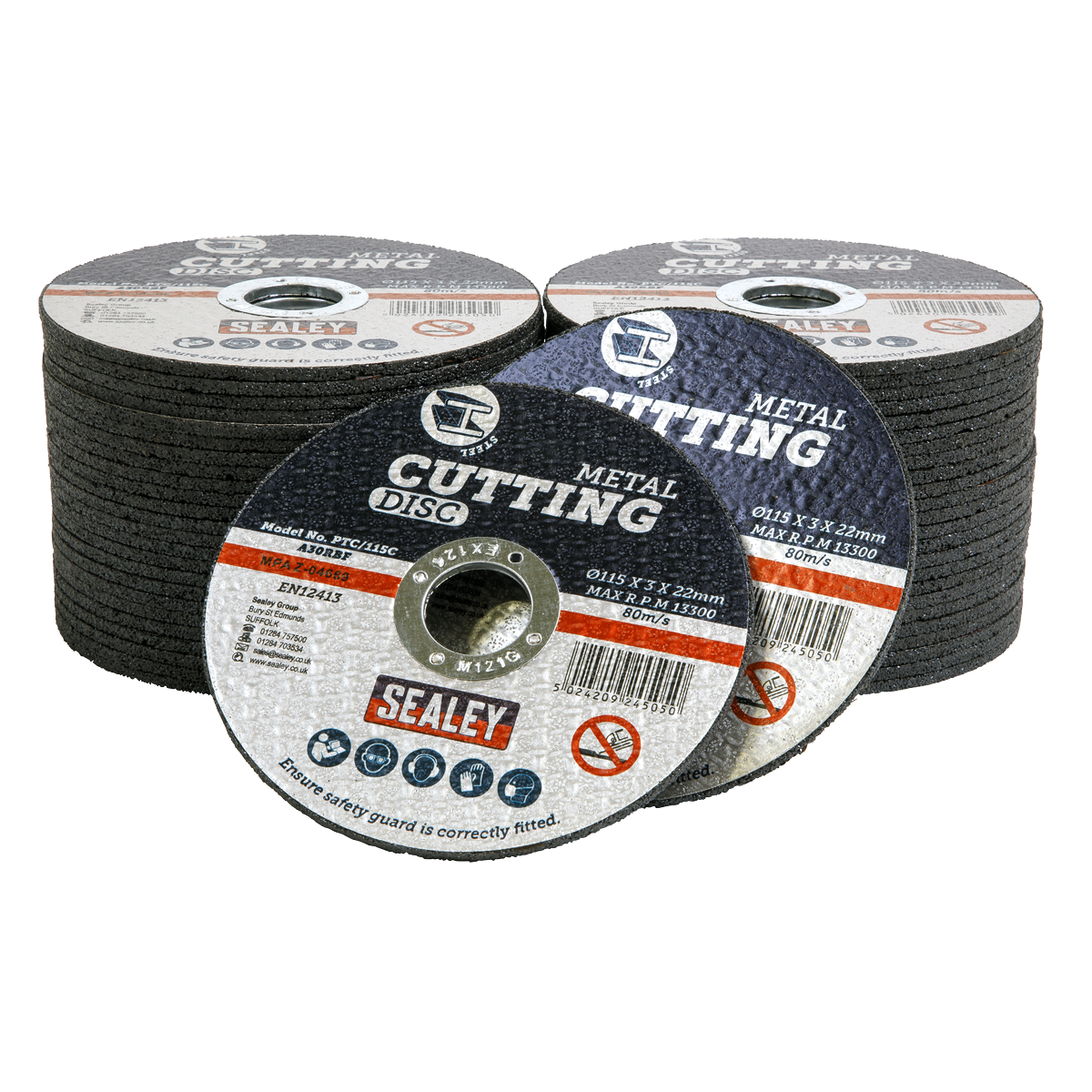 Sealey PTC/115C50 115 x 3mm Cutting Disc 22mm Bore - Pack of 50