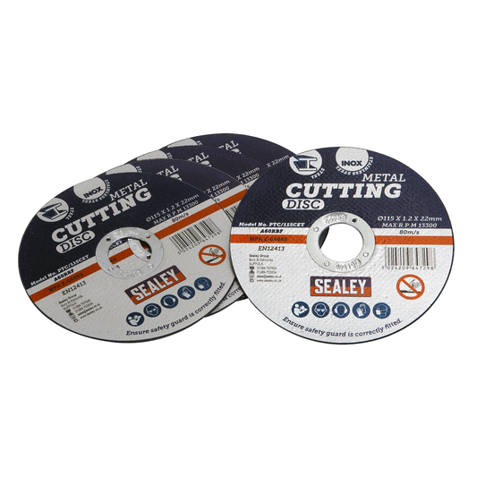 Sealey PTC/115CET5 115 x 1.2mm Cutting Disc 22mm Bore - Pack of 5