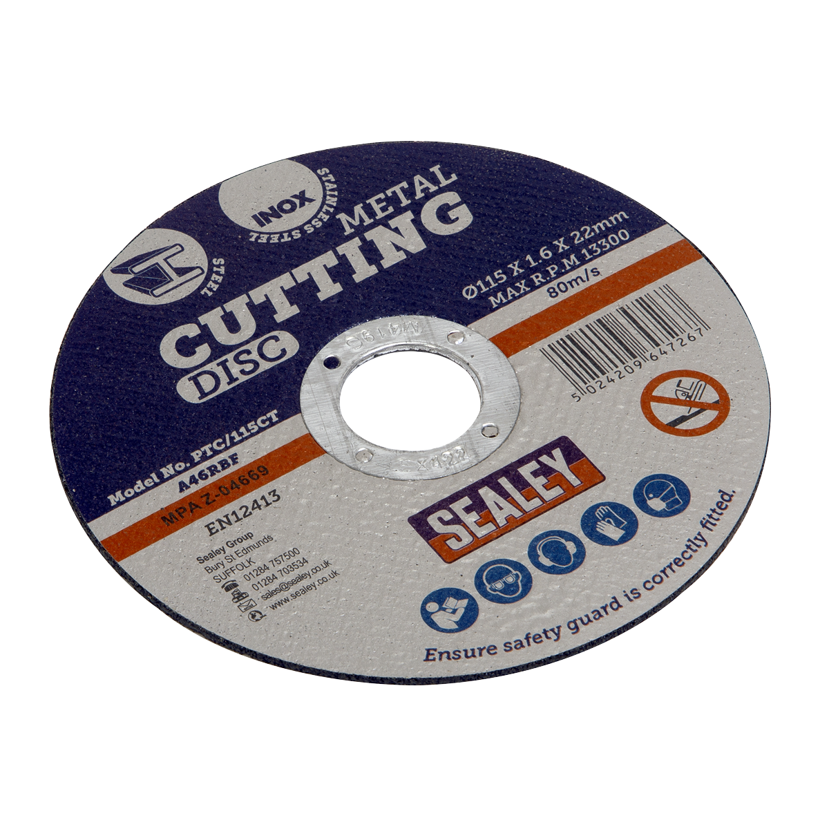 Sealey PTC/115CT 115 x 1.6mm Cutting Disc 22mm Bore